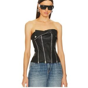 Superdown Black Leather Corset